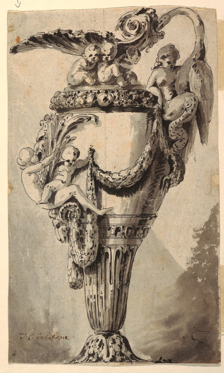 Ontwerp voor een decoratieve kan door Jean Charles Delafosse