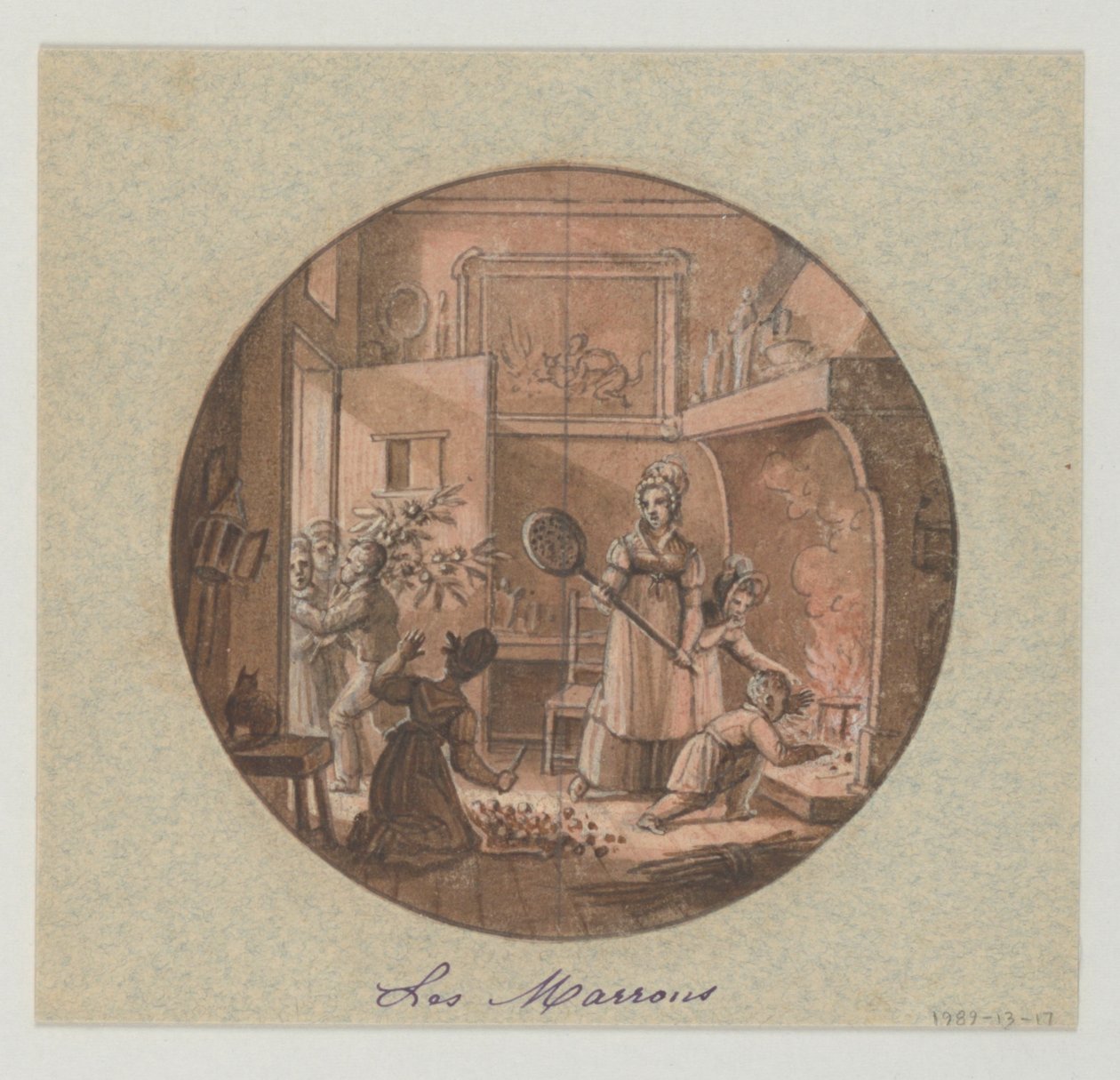 Ontwerp voor een Geschilderd Porseleinen Bord, Les Marrons (Kastanjes) voor de Service des Objets de Dessert (Dessertservice) door Jean Charles Develly