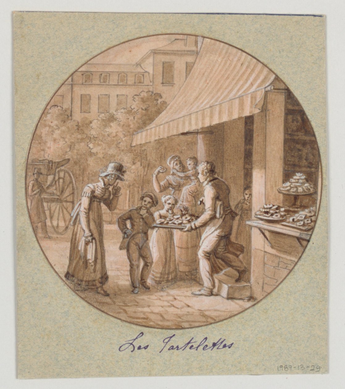 Ontwerp voor een Geschilderd Porseleinen Bord, Les Tartelettes (Kleine Taartjes) voor de Service des Objets de Desserts (Dessertservice) door Jean Charles Develly
