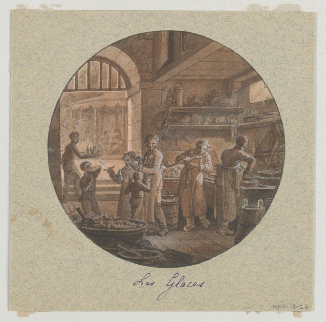 Ontwerp voor een Geschilderd Porseleinen Serveervat, Les Glaces (IJs) uit de Service des Objets de Dessert (Dessertservice) door Jean Charles Develly