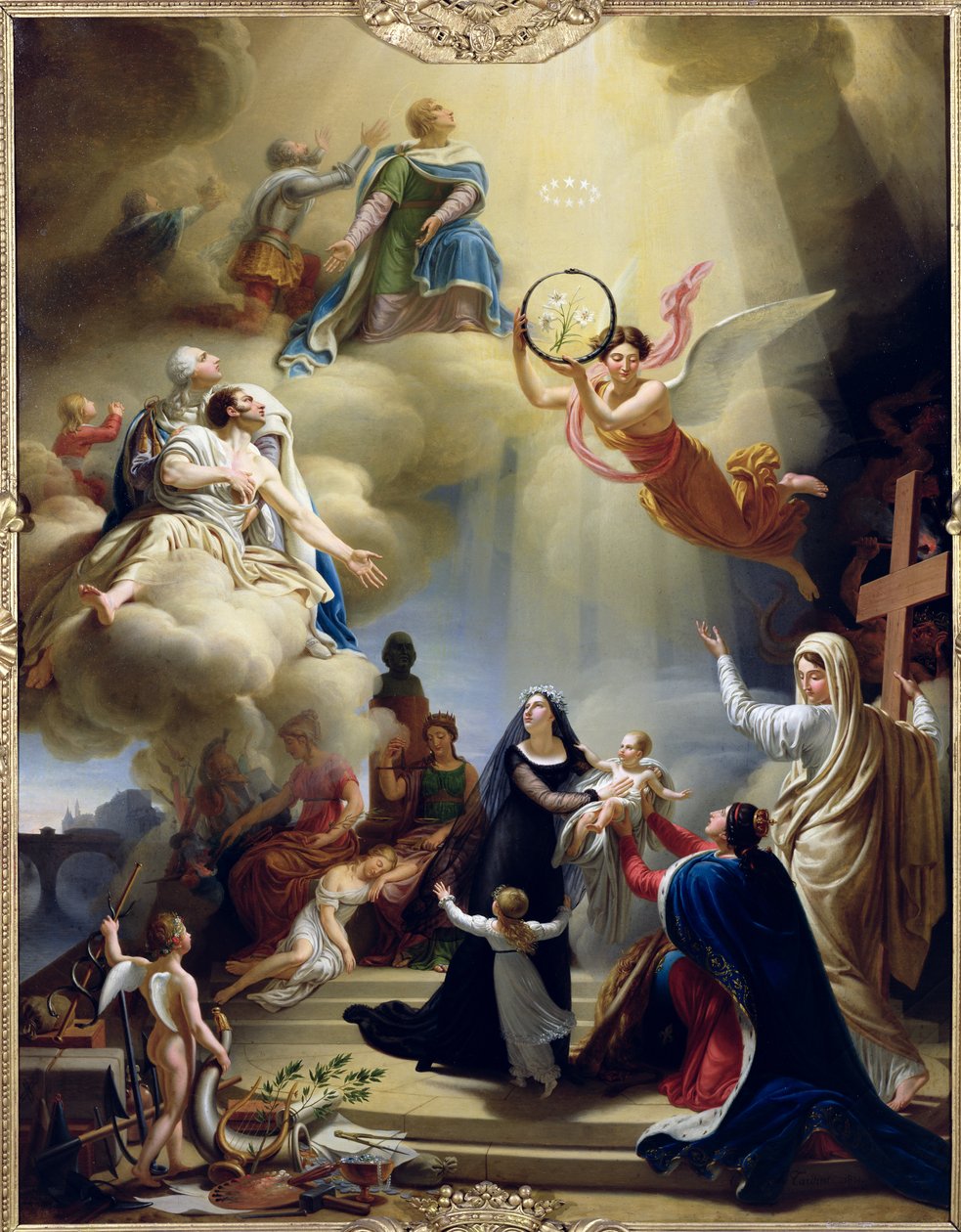 Allegorie ter ere van de geboorte van Henri de France, Hertog van Bordeaux door Jean Charles Tardieu