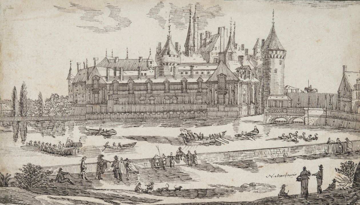 Kasteel aan een rivier door Jean Chaufourier