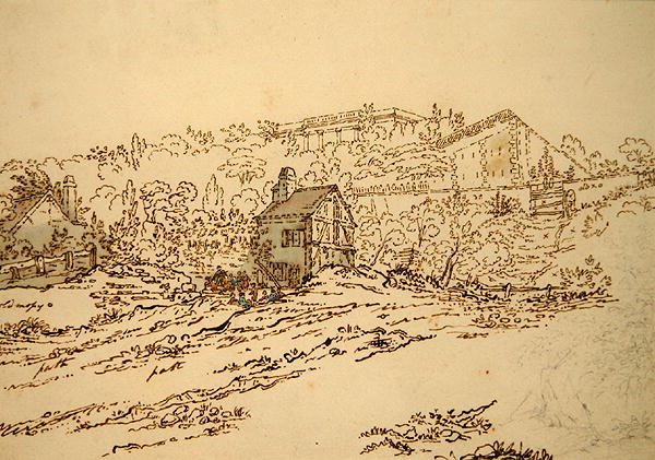 Het Muziekpaviljoen van de Gravin du Barry in Louveciennes, Parijs door Jean Claude (attr. to) Nattes