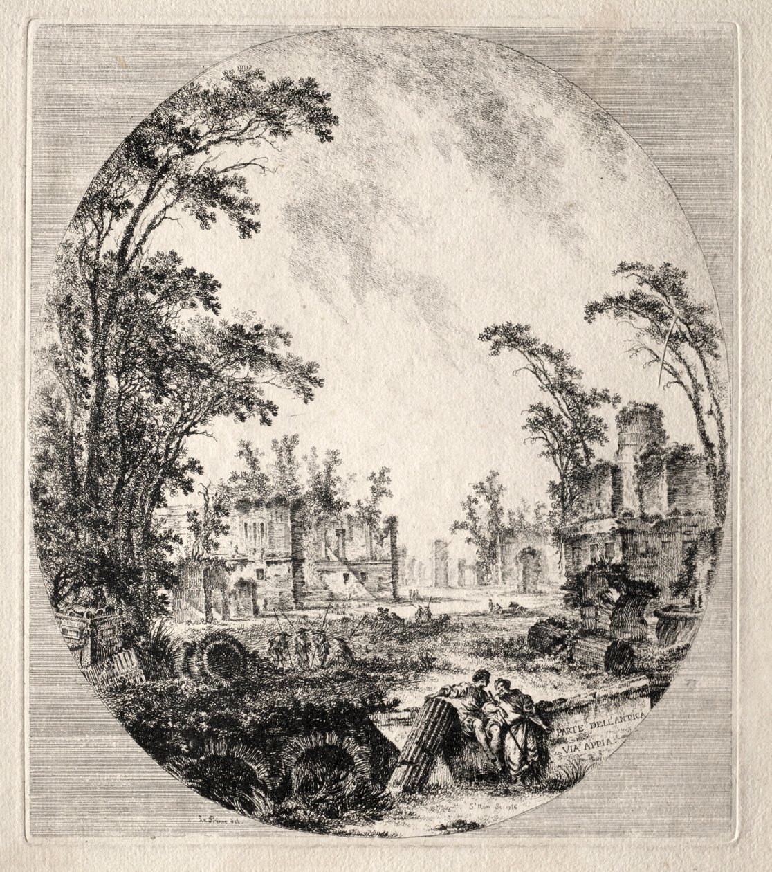 Deel van de Oude Via Appia, 1756 door Jean Claude Richard de Saint Non