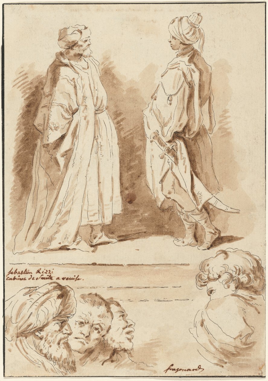 Details van "De aanbidding der wijzen" en "Het badwater van Bethesda" door Jean Claude Richard de Saint Non after Jean Honoré Fragonard after Sebastiano Ricci