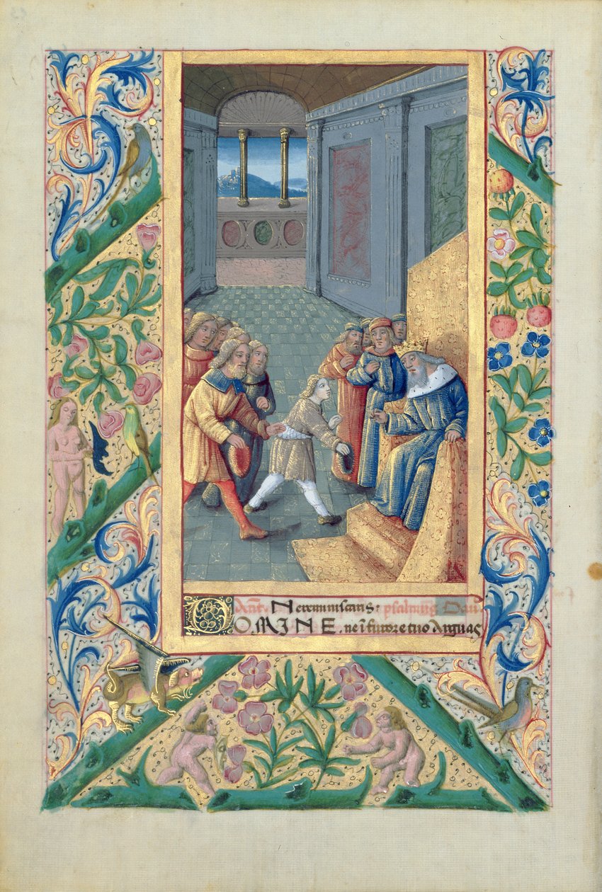 Ms Lat. Q.v.I.126 f.53v David wordt naar Saul gestuurd, uit het 