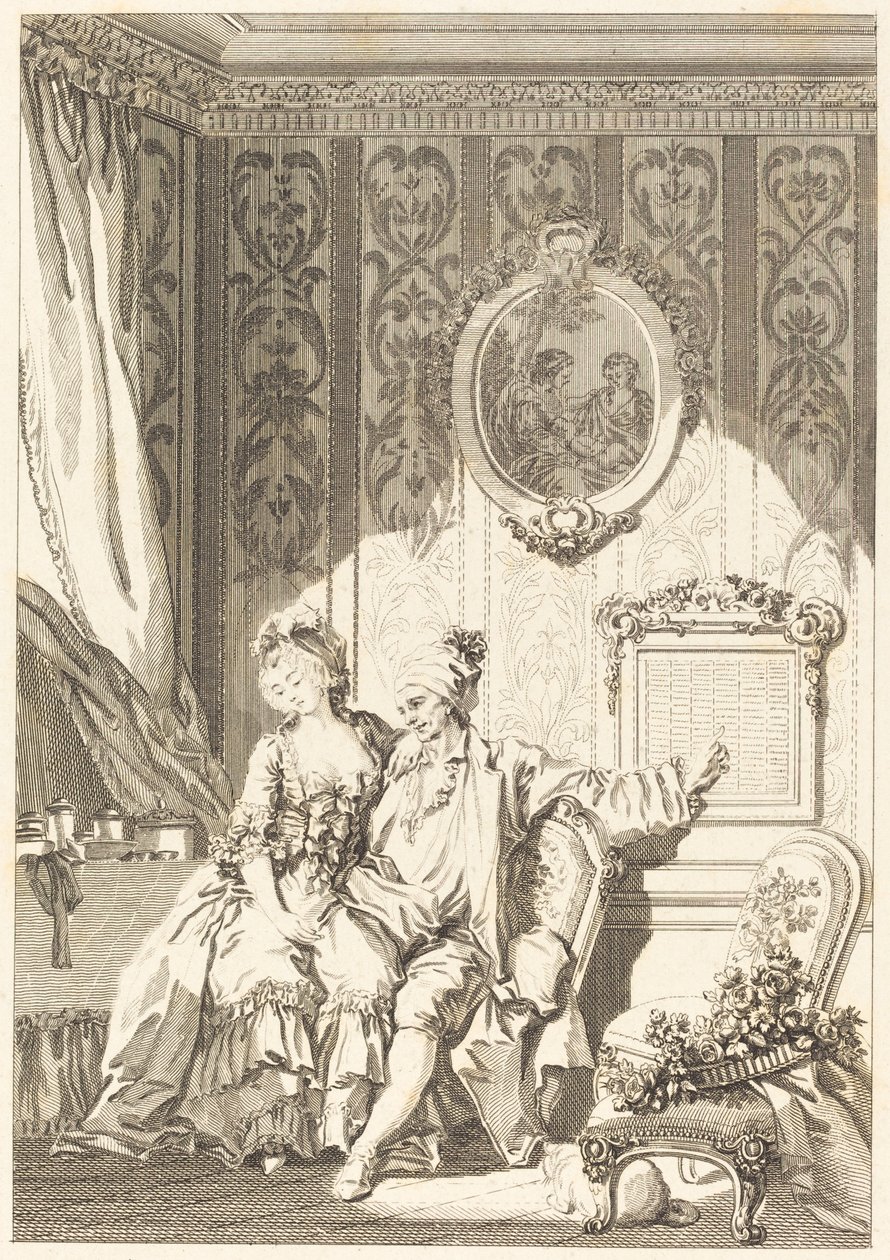 De kalender van de ouderen door Jean Dambrun after Jean Honoré Fragonard