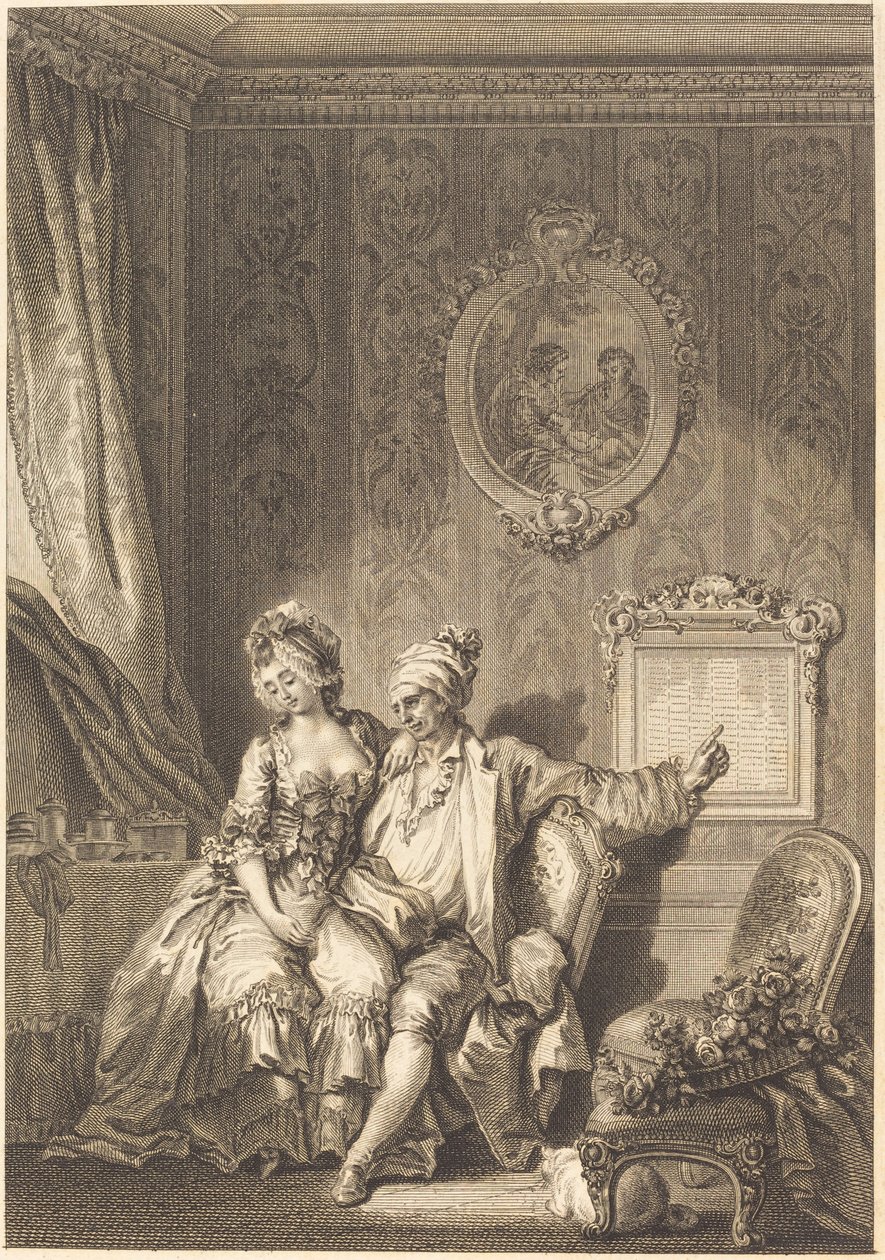 De Kalender van de Ouderen door Jean Dambrun after Jean Honoré Fragonard