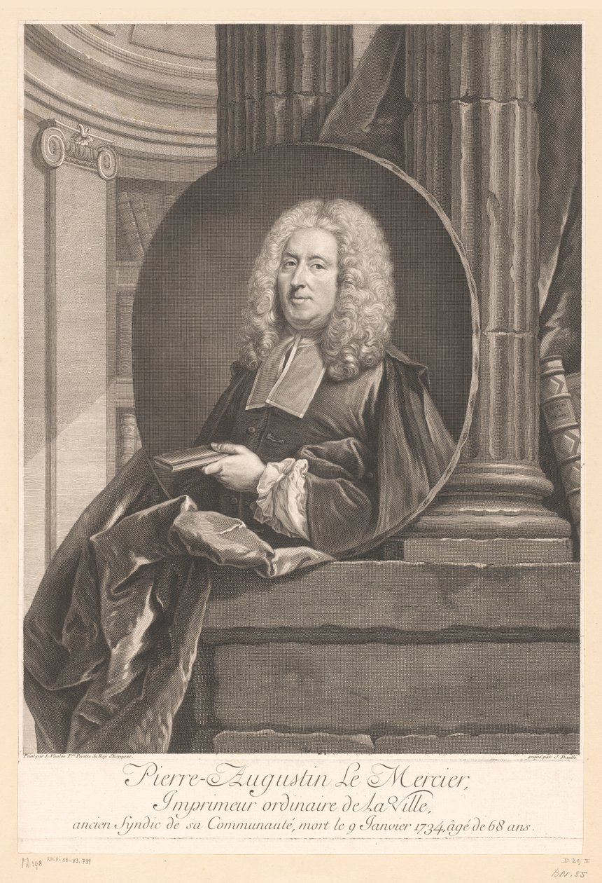 Portret van Pierre-Augustin Le Mercier door Jean Daullé