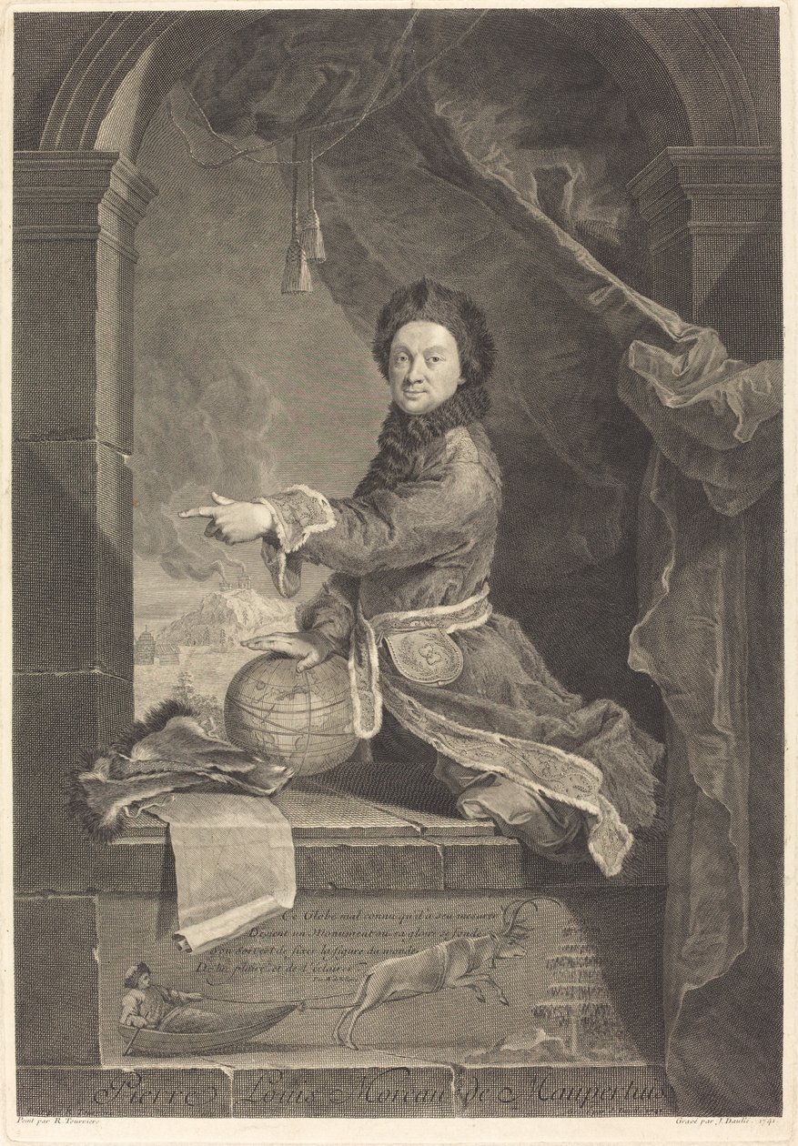 Pierre Louis Moreau de Maupertuis door Jean Daullé after Robert Levrac Tournieres