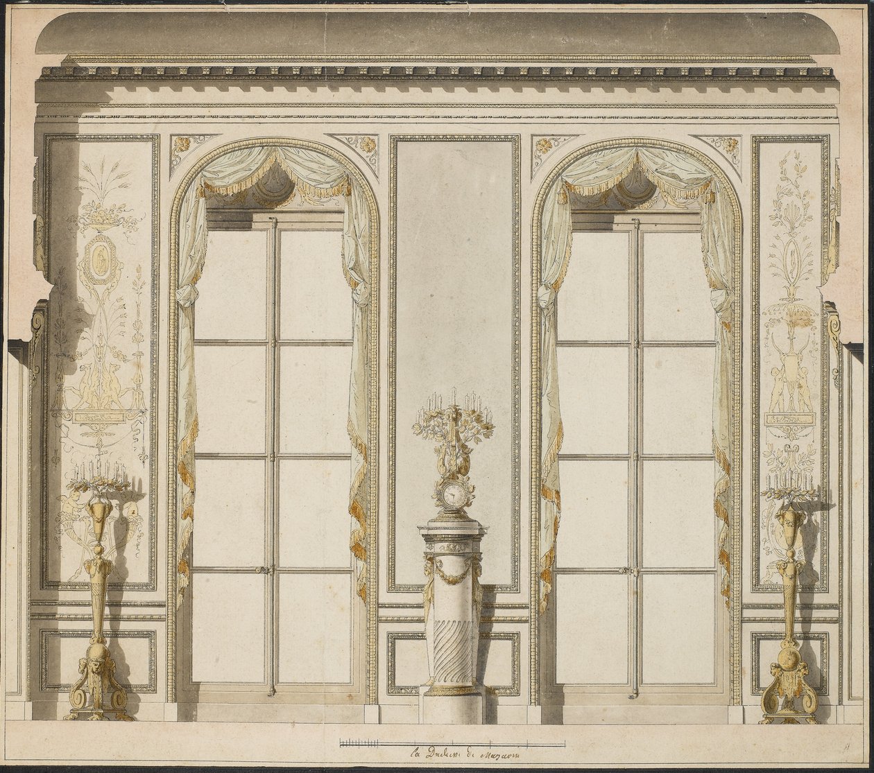 Architectonisch Project voor de Grande Galerie van het Hotel de Madame de Mazarin in Parijs door Jean Desmosthene Dugourc