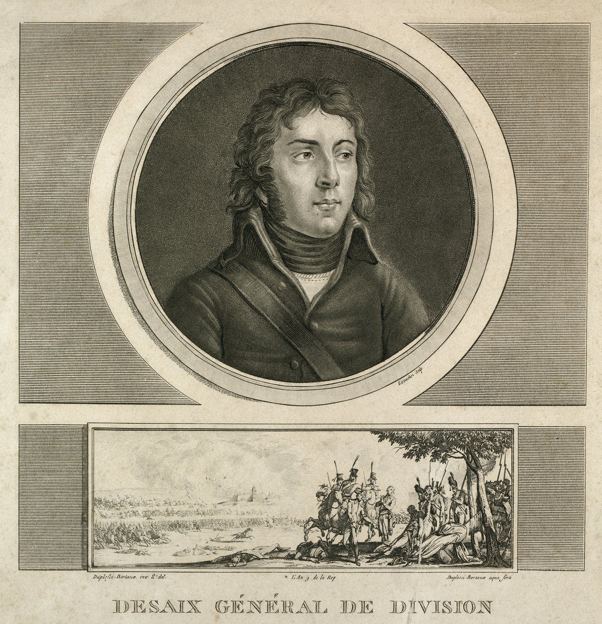 Portret van Generaal Louis Charles Antoine Desaix (circa 1800 - 1815) door Jean Duplessi Bertaux