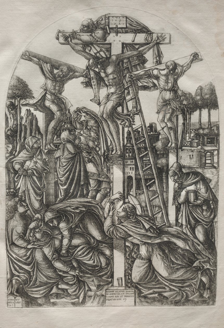 Christus aan het kruis tussen de twee dieven, voor 1561 door Jean Duvet