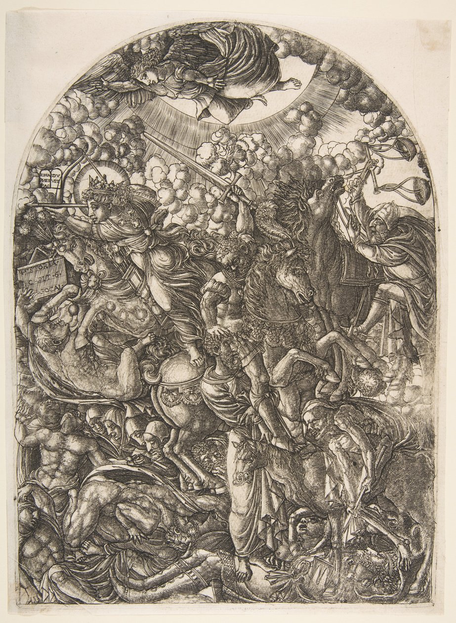Sint Jan ziet de Vier Ruiters, uit de Apocalyps door Jean Duvet