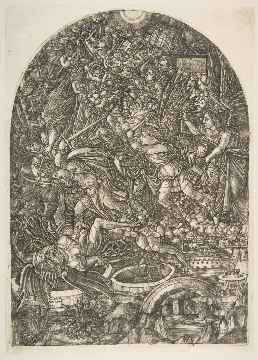 Sint-Michiel en de Draak, uit de Apocalyps, n.d. door Jean Duvet