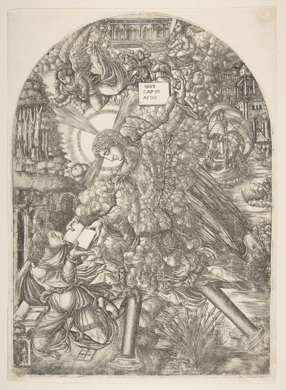 De engel geeft Sint Jan het boek om te eten, uit de Apocalyps door Jean Duvet