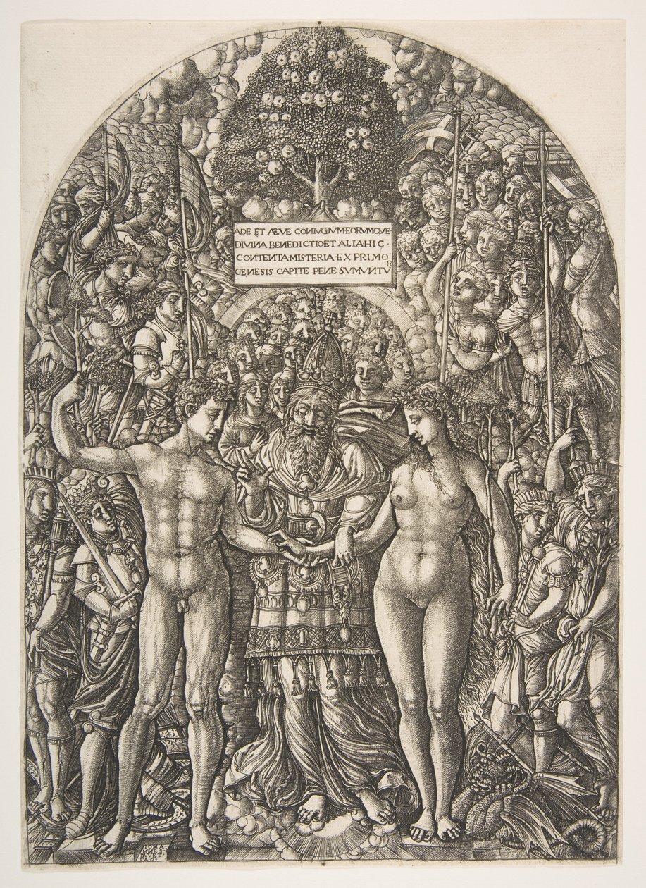Het huwelijk van Adam en Eva, uit De Apocalyps, ca. 1540-55 door Jean Duvet