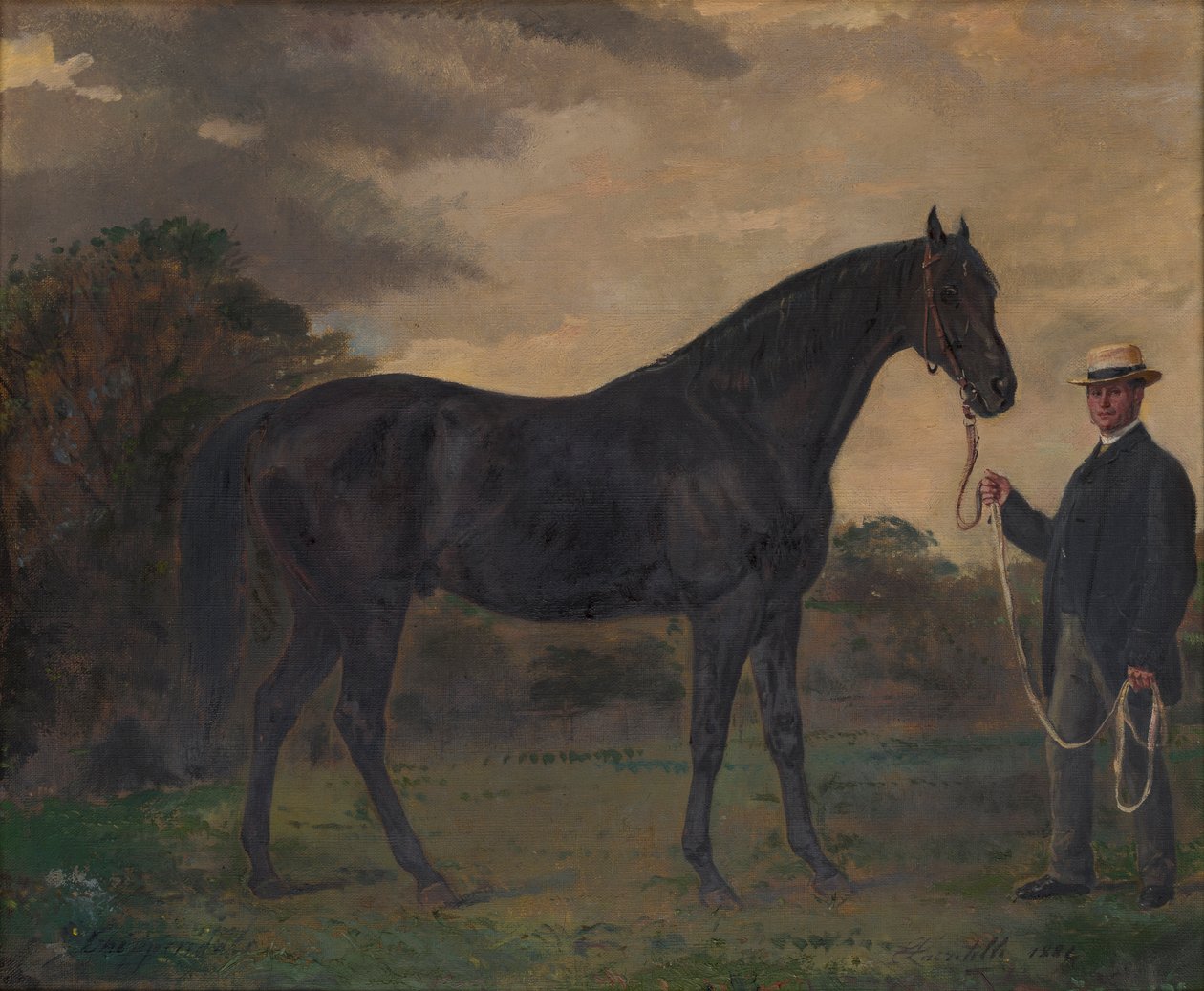 Chippendale & een stalknecht in landschap, c.1837-1900 door Jean Edouard Lacretelle
