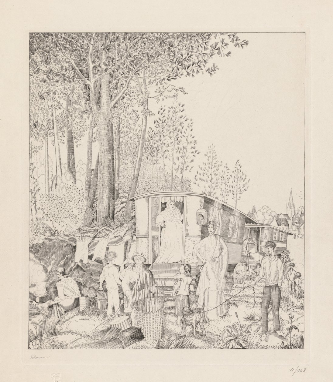 De halte van Bohémiens door Jean Emile Laboureur