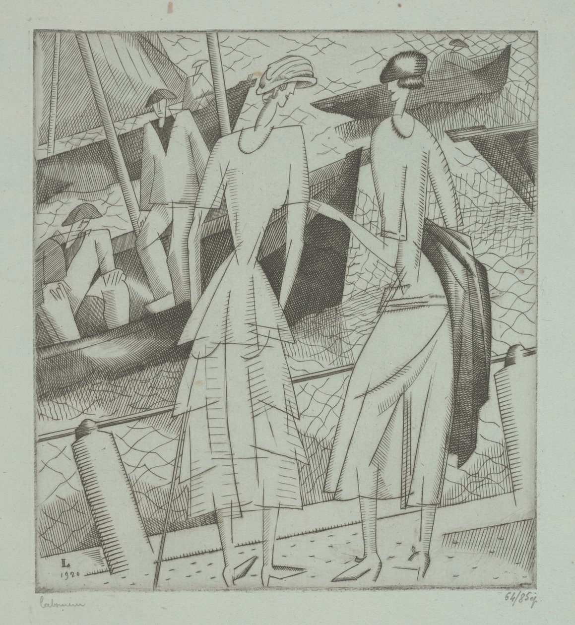 Jonge vrouwen in de haven door Jean Emile Laboureur