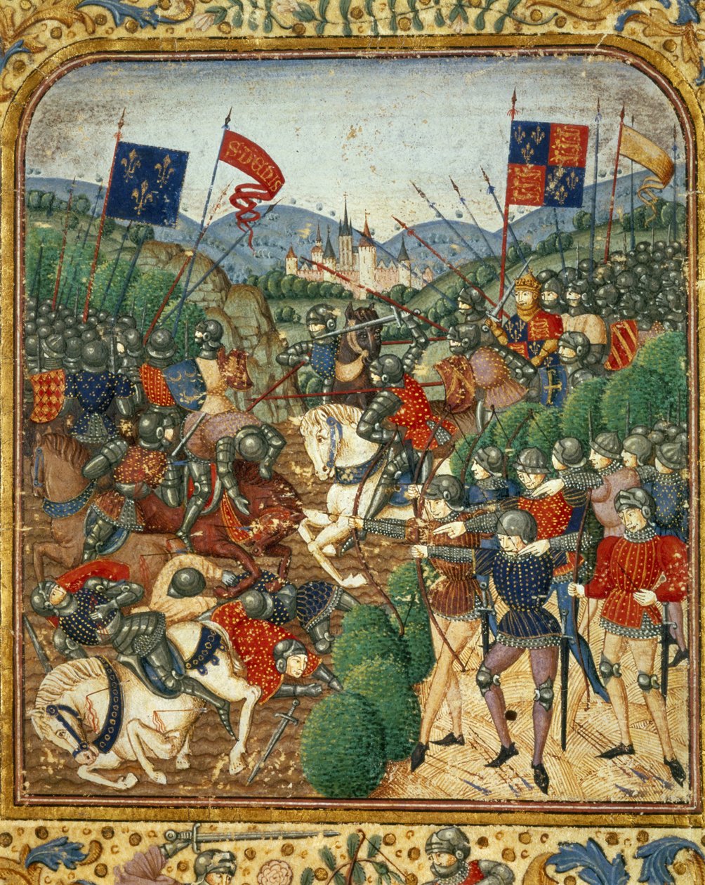Slag bij Azincourt (1415) (Grandes Chroniques de France door Jean Fouquet, ca. 1467-1476) door Jean Fouquet