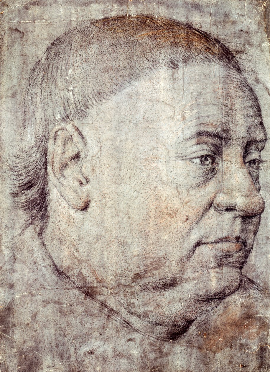 Tekening voor portret van Guillaume Jouvenel des Ursins, kanselier van Karel VII door Jean Fouquet door Jean Fouquet