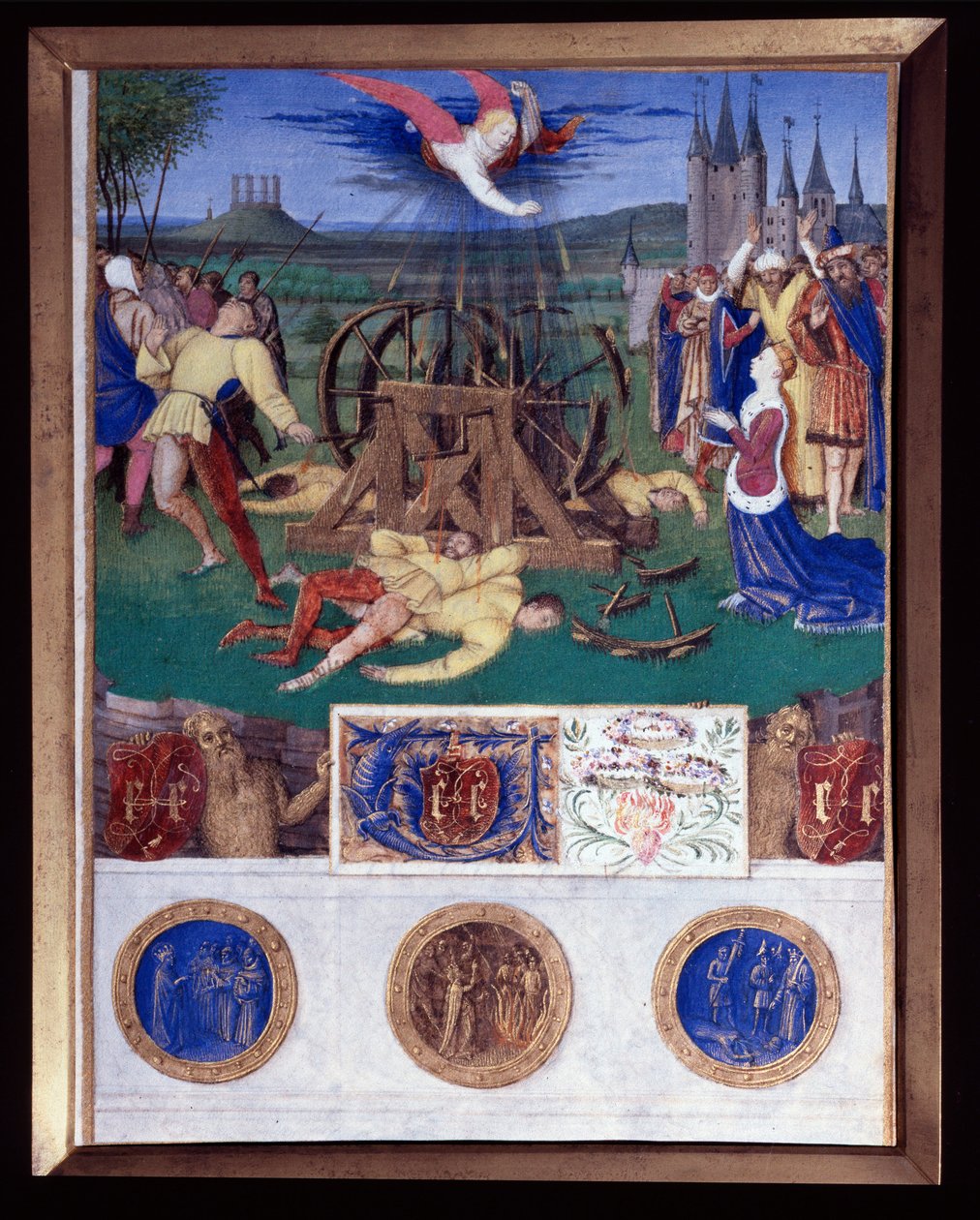Het martelaarschap van Catharina van Alexandrië Miniatuur uit 