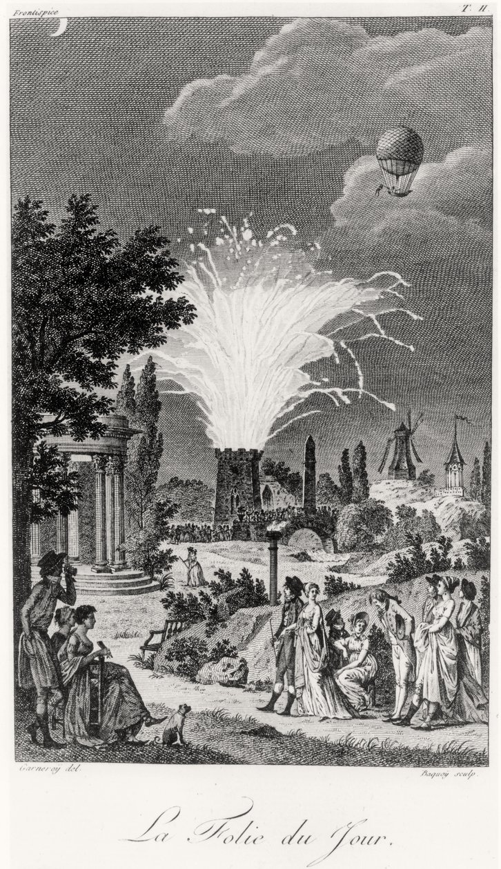 Vuurwerkshow in de Jardin de Tivoli, c.1826 door Jean Francois Garneray