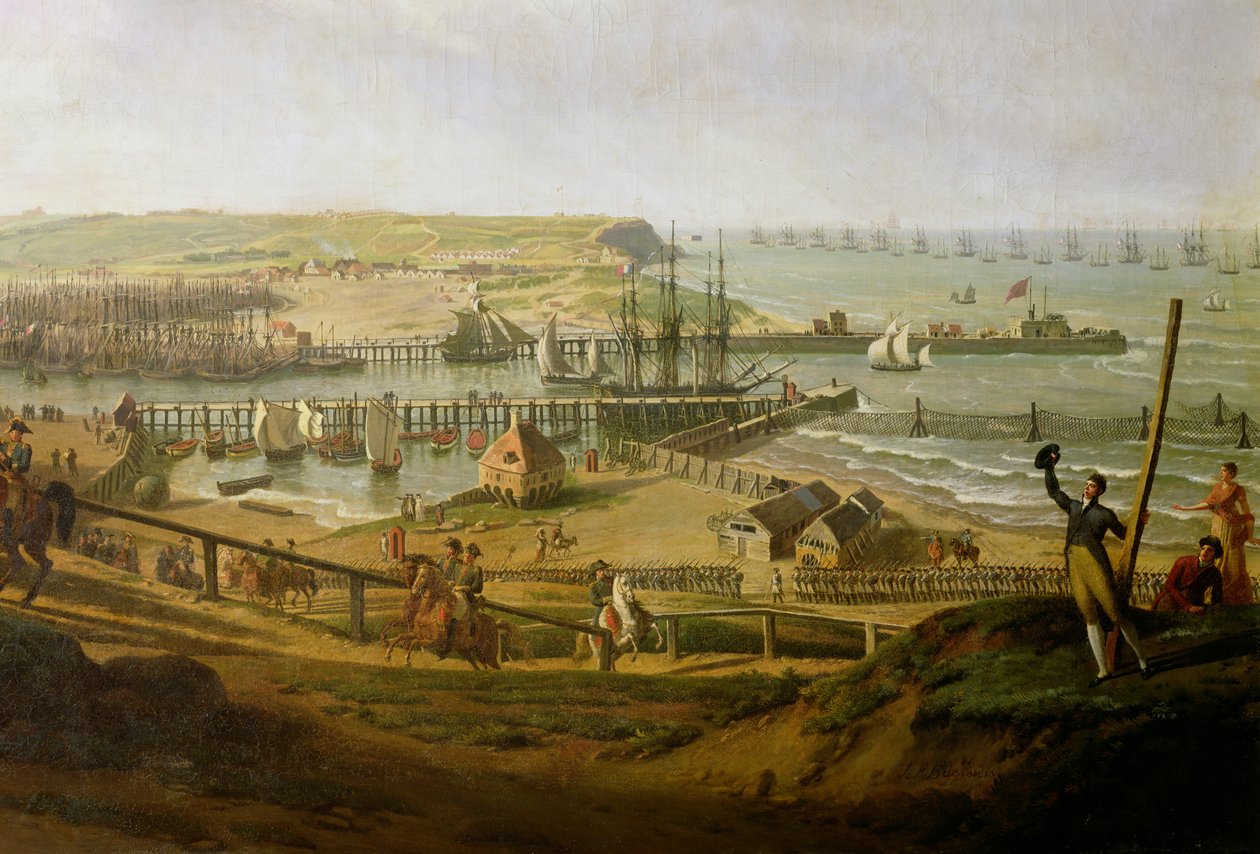 Napoleon bezoekt het kamp in Boulogne in juli 1804 (detail) door Jean Francois Hue