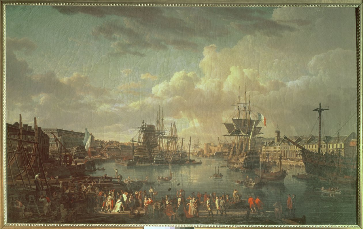 Uitzicht op de Haven van Brest door Jean Francois Hue