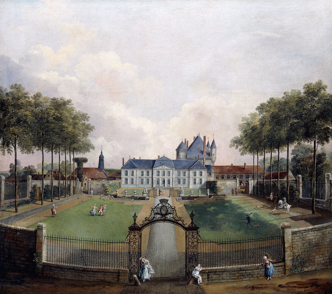Gezichten op het kasteel de Mousseaux en zijn tuinen door Jean Francois Hue