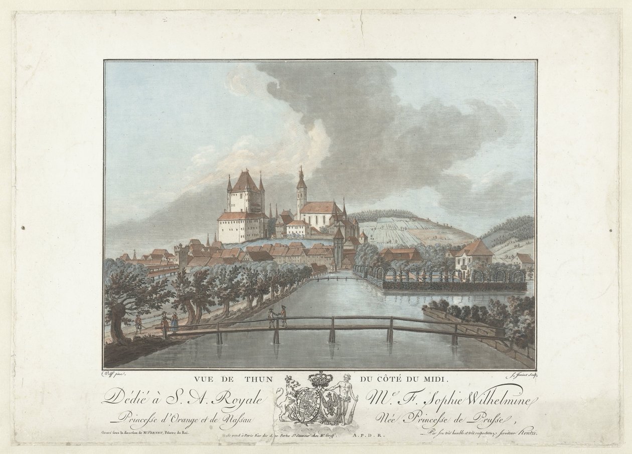 Gezicht op Thun (Vues remarquables des montagnes de la Suisse) door Jean Francois Janinet