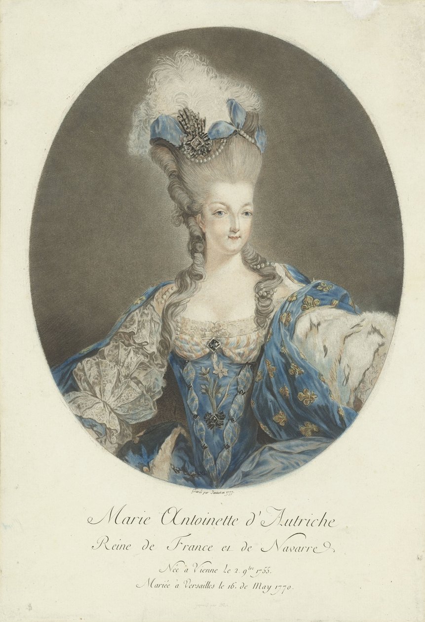 Portret van Marie Antoinette door Jean Francois Janinet
