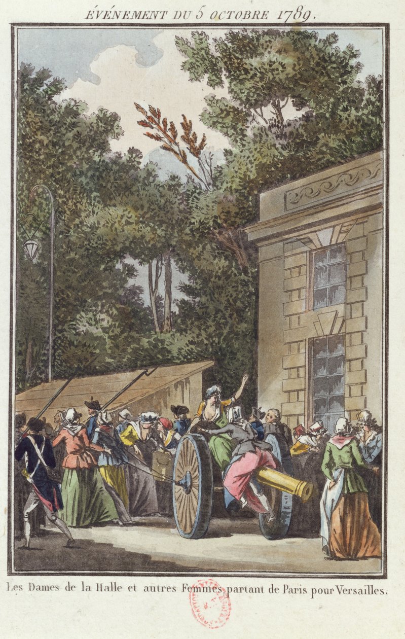 De vrouwen van Les Halles marcheren naar Versailles, 5 oktober 1789 door Jean Francois Janinet