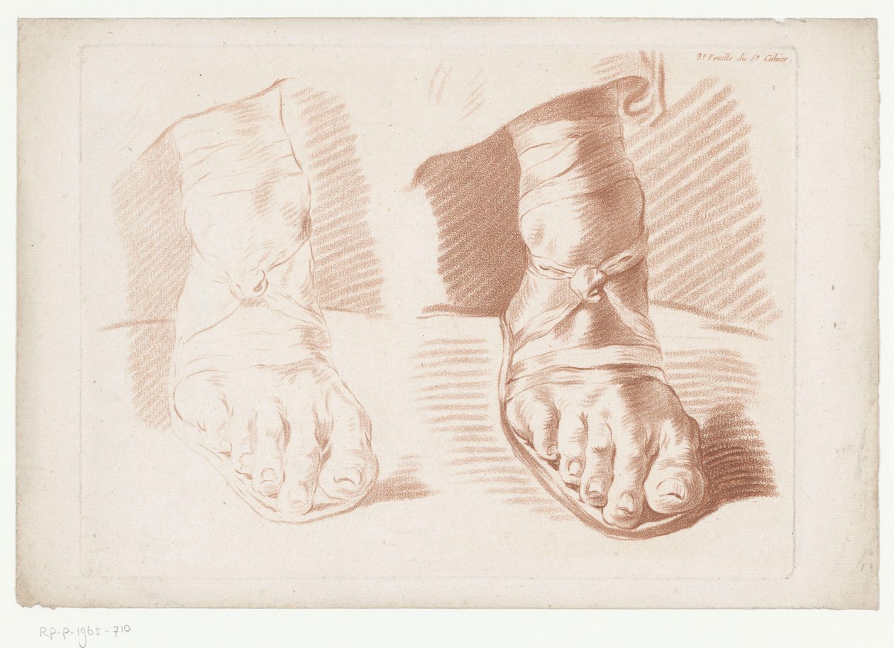 Twee voeten in sandalen (Composities met delen van het menselijke lichaam) door Jean Francois Janinet