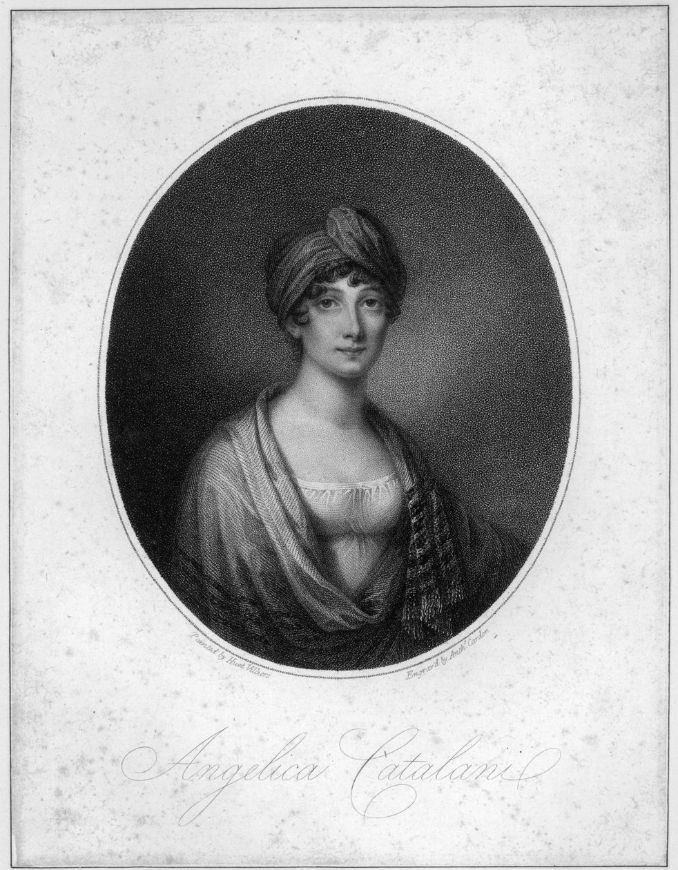 Angelica Catalani, gegraveerd door Antoine Cardon door Jean Francois Marie Huet Villiers