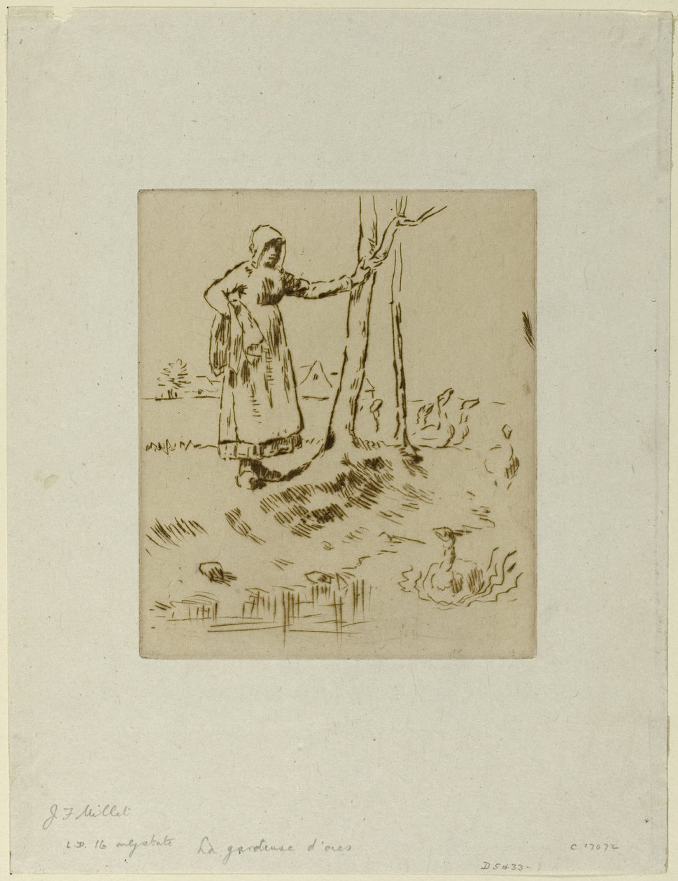Een Meisje dat Ganzen Hoedt door Jean Francois Millet