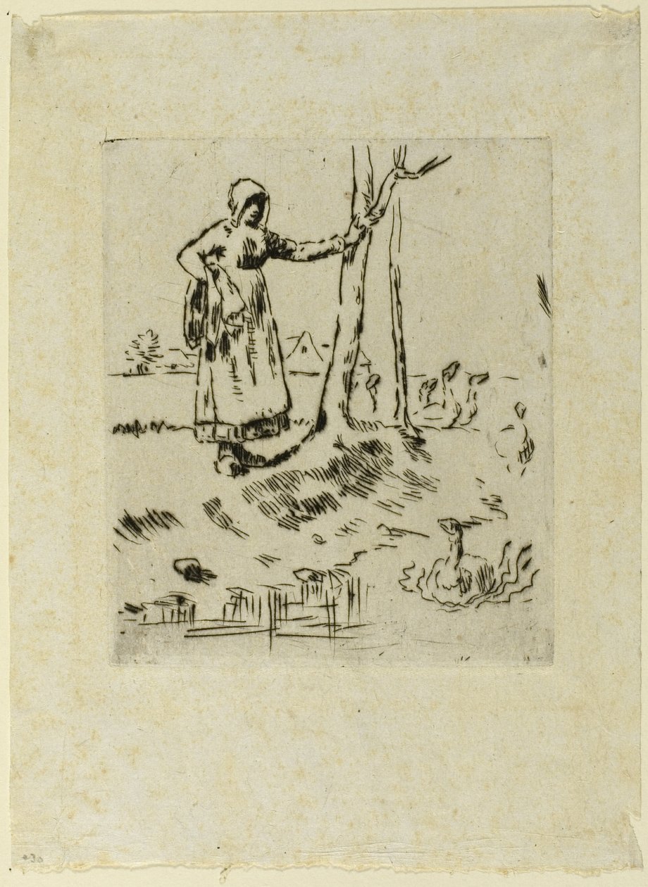A Girl Minding Geese door Jean-Francois Millet