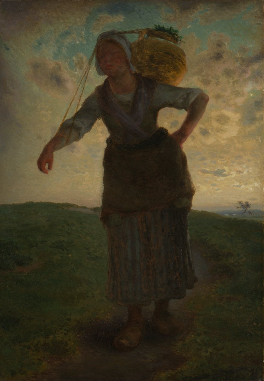 Een Normandische melkmeid in Greville door Jean Francois Millet