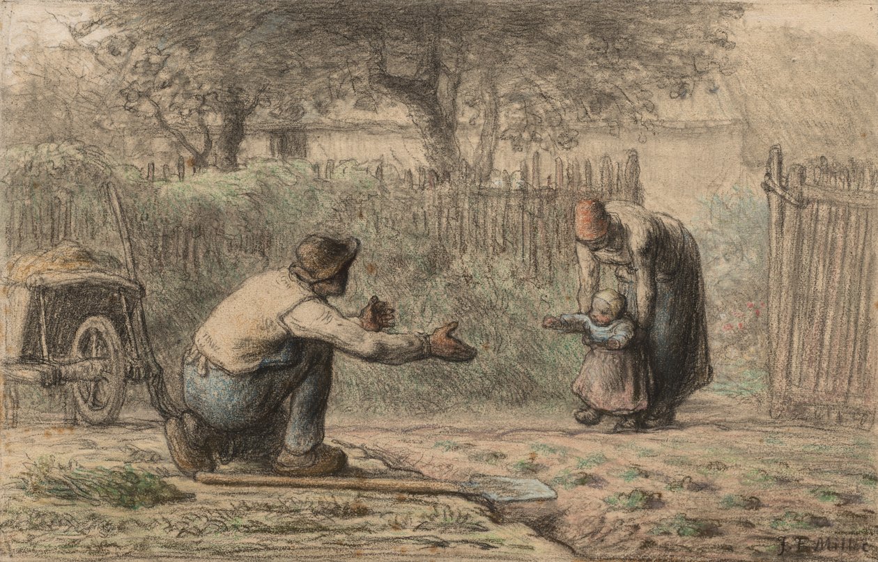 Eerste stappen, ca. 1858-1866 door Jean Francois Millet