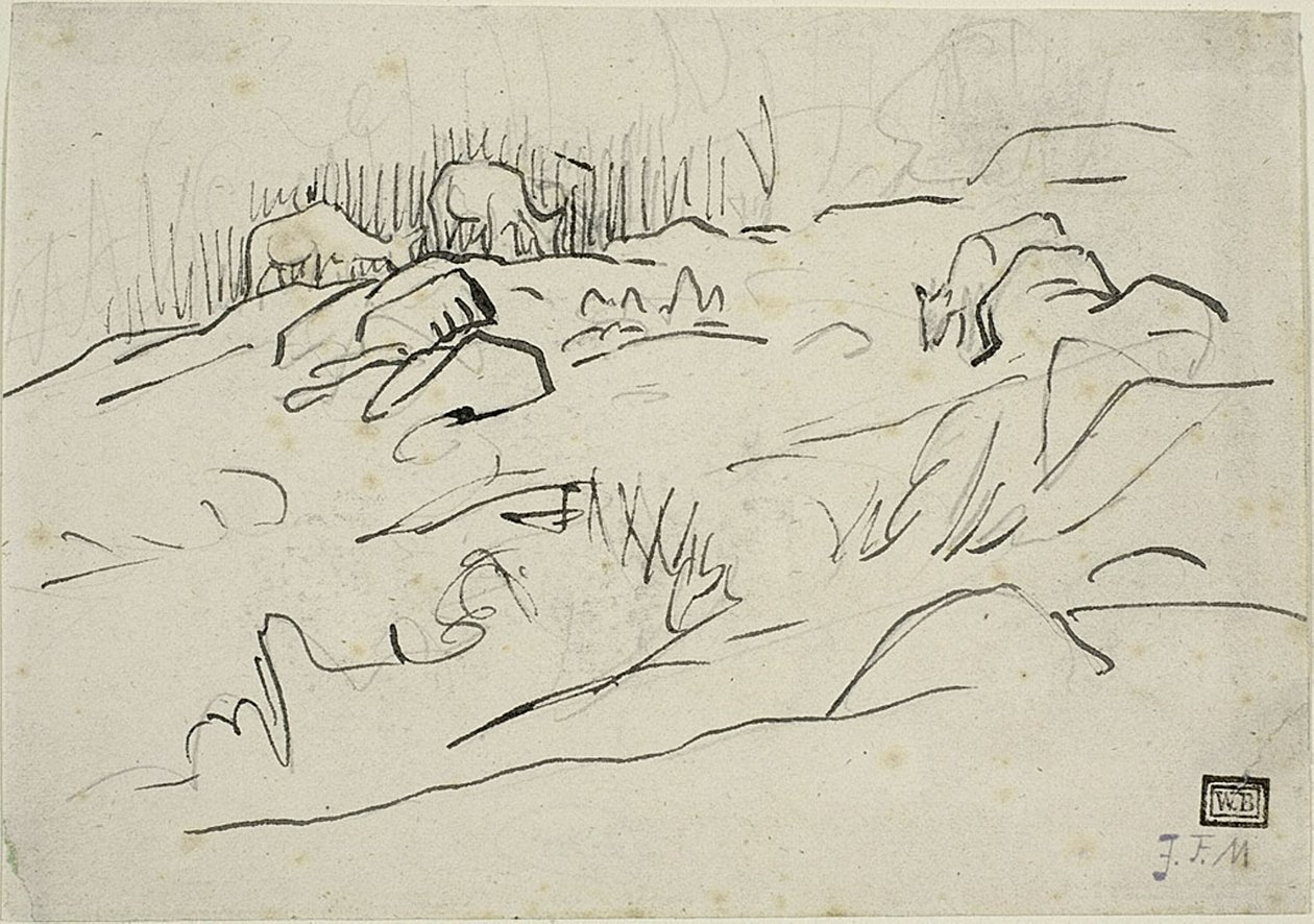 Landschap met vee door Jean Francois Millet
