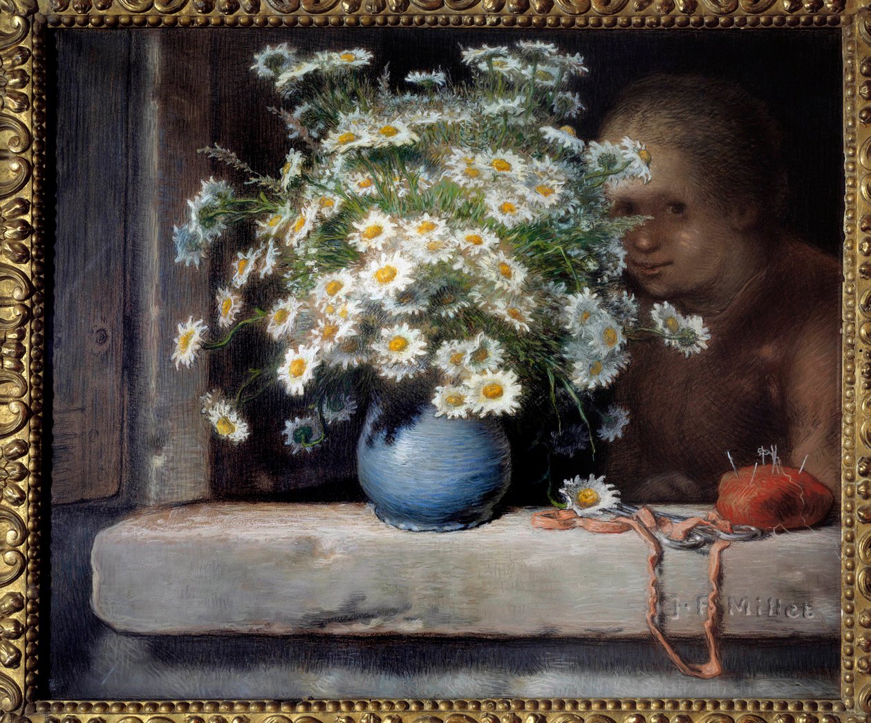 Het boeket madeliefjes door Jean Francois Millet
