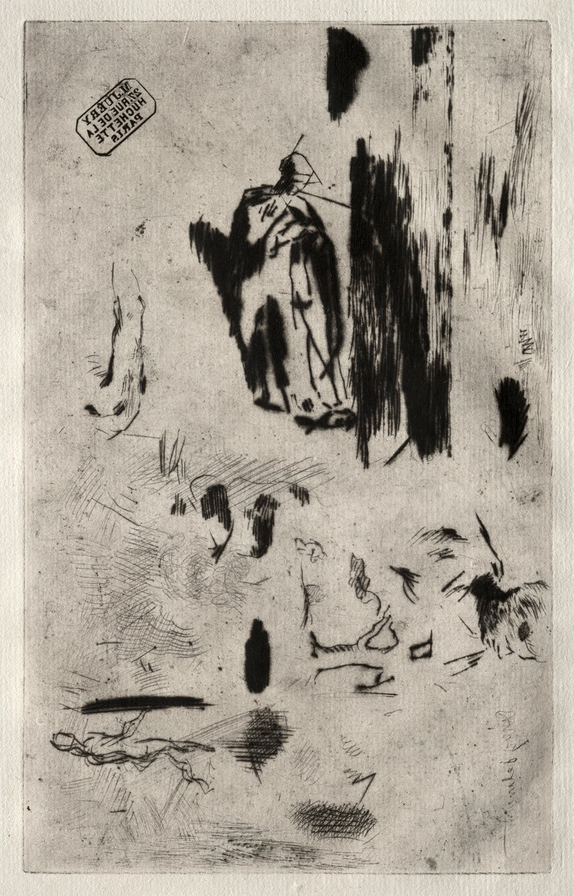 Plaat met Schetsen door Jean Francois Millet