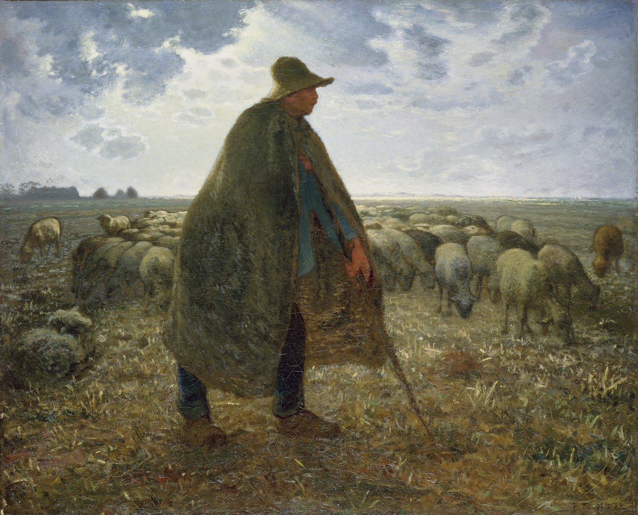 Herder die zijn kudde hoedt door Jean Francois Millet