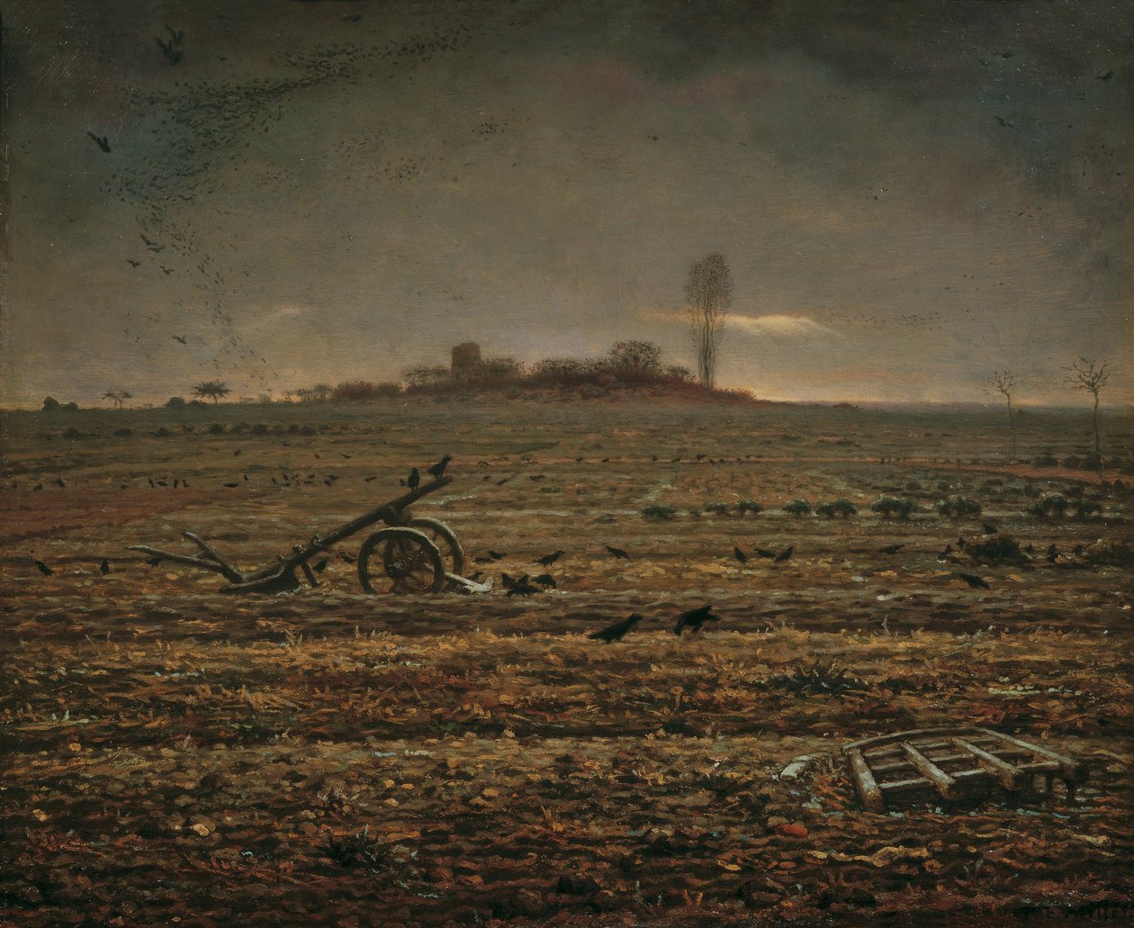 De Vlakte van Chailly met Eg en Ploeg door Jean Francois Millet
