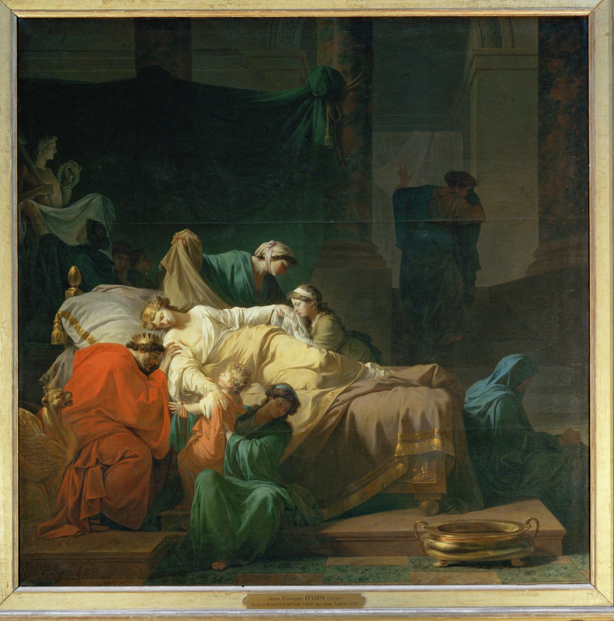 Alceste geeft zich over aan de dood om haar man Admete te redden - Alceste bereidt zich voor om te sterven voor haar man Admet ... door Jean François Pierre Peyron