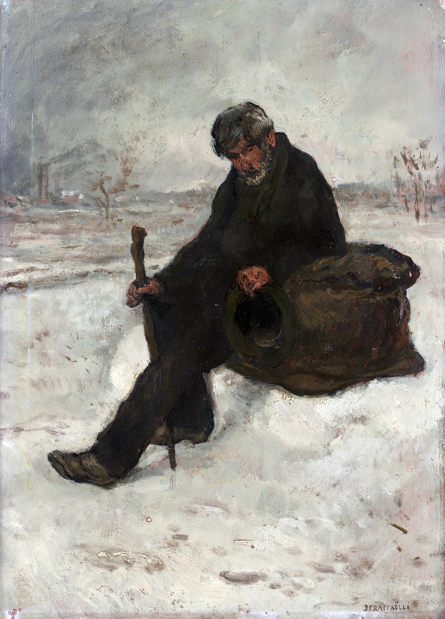 Een filosoof, Cheminot in de sneeuw door Jean Francois Raffaelli