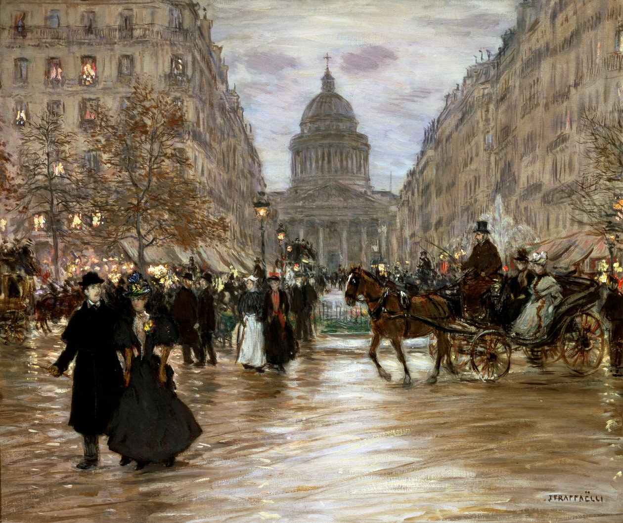 Boulevard Saint-Michel, eind 19e of begin 20e eeuw door Jean Francois Raffaelli