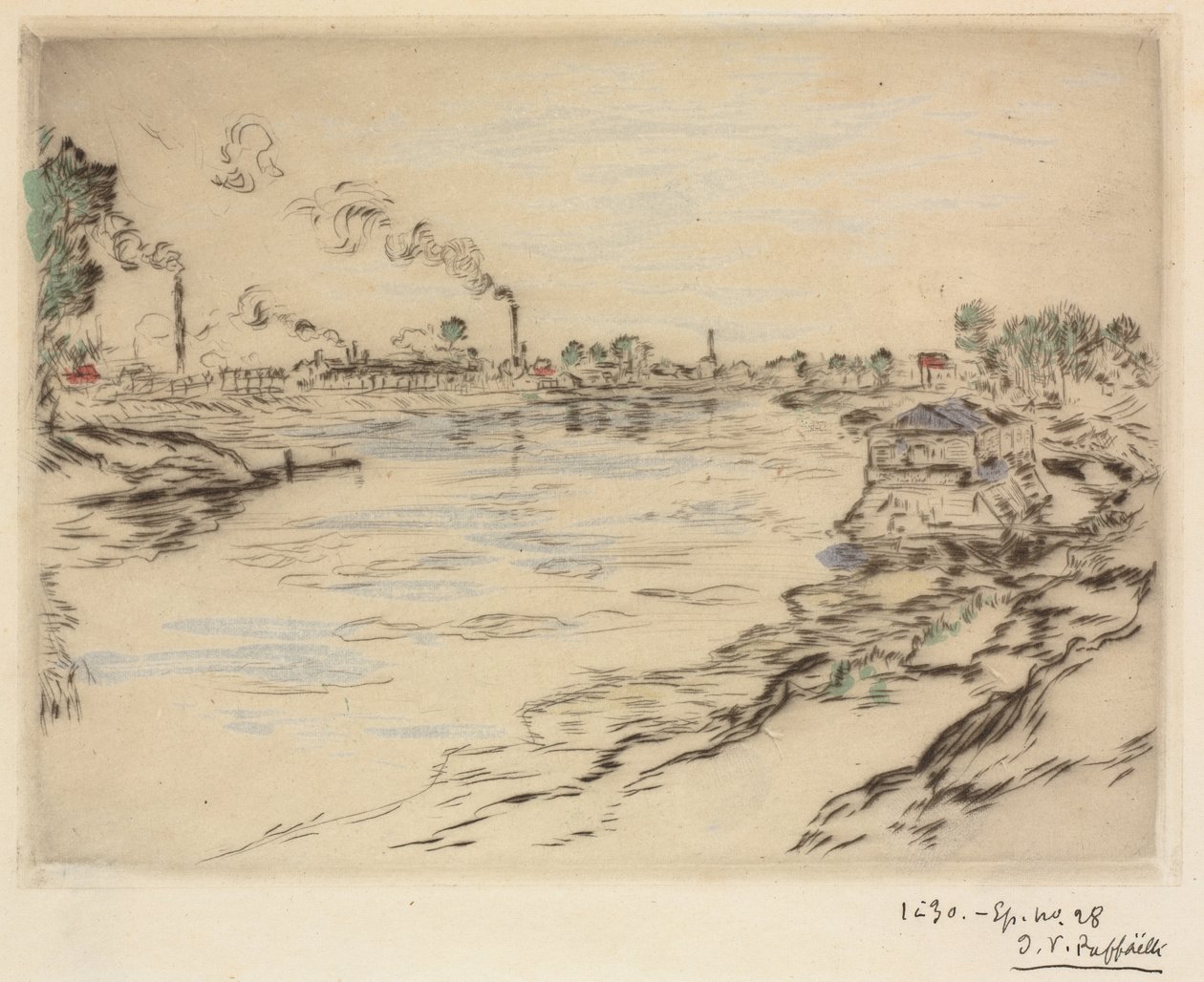 De Seine, in Asnières door Jean Francois Raffaelli
