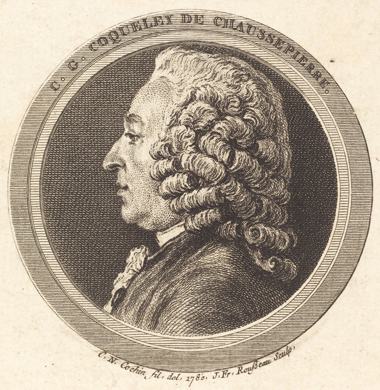 Charles-Georges Coqueley de Chaussepierre door Jean Francois Rousseau after Charles Nicolas Cochin II